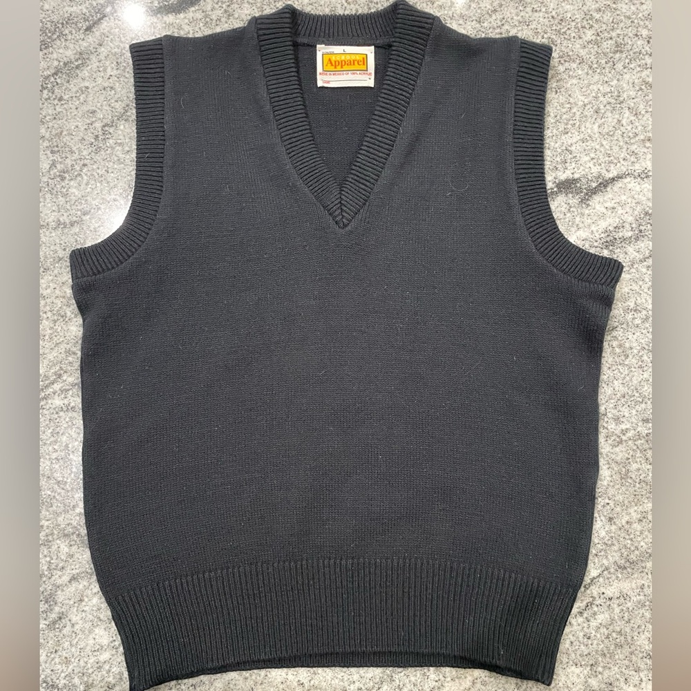 School Apparel | Youth Large | Womens S/M | Sweater Vest | Black | VNeck